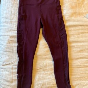 Fabletics Powerhold Capri Leggings Burgundy High Rise Pocket S